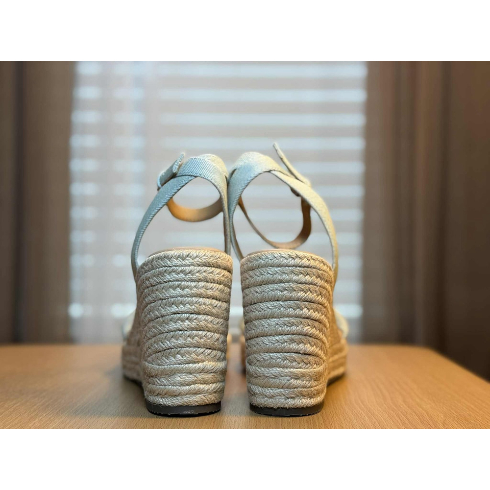 Women's Padded Light Blue Denim Wedge Espadrille Platform Sandals 9.5 M - Picture 6 of 9